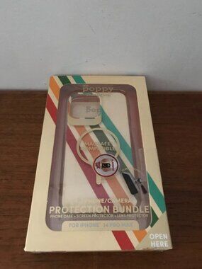 XO Poppy Striped iPhone 14 Pro Max 3-in-1 Phone Case Camera Protection Bundle